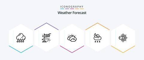 pacote de ícones de 25 linhas de clima, incluindo clima. sol. nuvem. clima. lua vetor