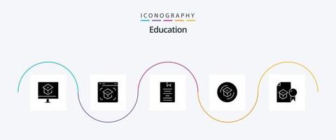 pacote de ícones de glifo 5 de educação, incluindo conhecimento. Educação. on-line. aprendizado. Educação vetor