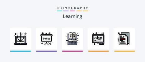 linha de aprendizagem cheia de 5 ícones, incluindo óculos. livro. certificação. Fórmula. quadro. design de ícones criativos vetor