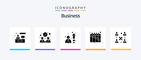 pacote de ícones de glifo 5 de negócios, incluindo . pessoas. desempenho. moderno. fluxo de trabalho. design de ícones criativos vetor