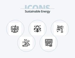 ícone da linha de energia sustentável pack 5 design de ícone. ar. poder. óleo. energia. plantar vetor
