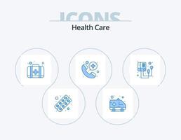 design de ícones do pacote de 5 ícones azuis de cuidados de saúde. medição. ajuda. hospital. chamar vetor