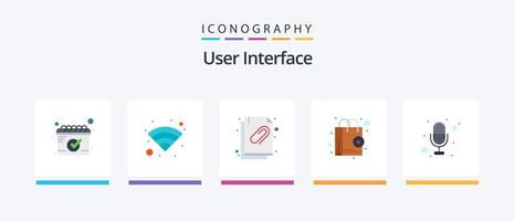 pacote de ícones plana 5 da interface do usuário, incluindo . gravação. documento. microfone. comprar. design de ícones criativos vetor