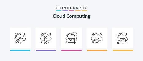 pacote de ícones da linha 5 de computação em nuvem, incluindo pasta. avaliação. rede. nuvem. design de ícones criativos vetor