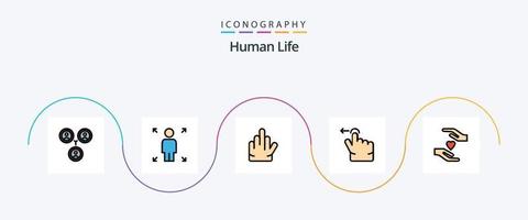 pacote de ícones plano 5 cheio de linha humana, incluindo . parar. amor. Cuidado vetor