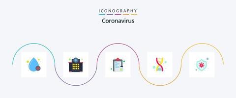 pacote de ícones de 5 planos de coronavírus, incluindo vertente. genética. enfermagem. dna. vacina vetor