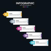 Diagrama de infográficos de 5 opções, etapas ou processos de conceito de negócios de web design de relatório anual vetor