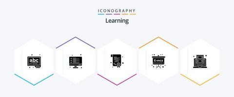 aprendendo o pacote de ícones de 25 glifos, incluindo online. Educação. resultado. fórmula física. quadro vetor