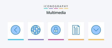 pacote de ícones multimídia azul 5, incluindo mídia. teste. multimídia. prós e contras. multimídia. design de ícones criativos vetor