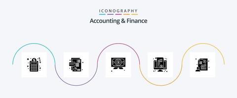 pacote de ícones de glifo 5 de contabilidade e finanças, incluindo gráfico. gráfico. negócios. monitor. painel vetor