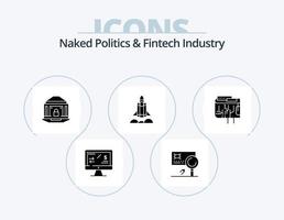 política nua e design de ícone de glifo da indústria fintech pack 5 ícone. comece. negócio. fraude. inicialização de unicórnio. trancar vetor