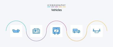 Pacote de ícones de veículos azul 5, incluindo transporte. drone. caminhão. ar. transporte vetor