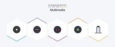 pacote de ícones multimídia com 25 linhas preenchidas, incluindo . pausa. . vazio vetor