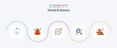 escola e ciência plana 5 pacote de ícones incluindo leitura. pesquisar. Fórmula. pesquisa global. descobrir vetor