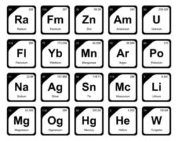 20 tabela periódica do design do pacote de ícones de elementos vetor