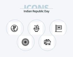 ícone da linha do dia da república indiana pack 5 design de ícones. indiano. rupia. fogos de artifício. em R. finança vetor