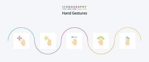 gestos de mão plano 5 pacote de ícones incluindo dedo. interface. mão. mão. dedos vetor
