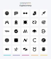 pacote de ícone preto sólido de 25 glifos de criptomoeda criativa, como moeda .. moeda criptográfica. moeda. cripto vetor