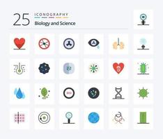 pacote de ícones de 25 cores planas de biologia, incluindo saúde. respirar. experimentar. biologia. zumbi vetor