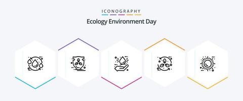 pacote de ícones de 25 linhas de ecologia, incluindo reciclagem. eco. escudo. ciclo. mão vetor