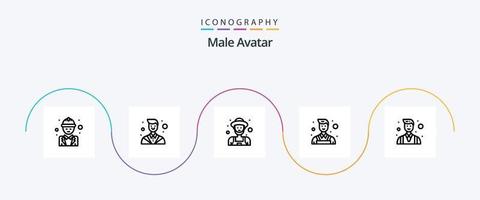 pacote de ícones de linha 5 de avatar masculino, incluindo empresário. parede. advogado. pintor. Velhote vetor
