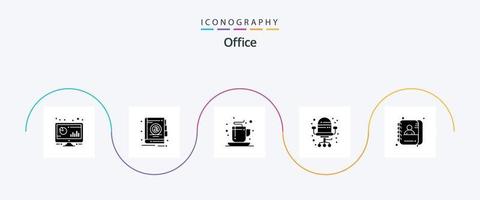 Pacote de ícones Office Glyph 5 incluindo dados. candidato. café. assento. cadeira vetor