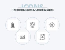 negócios financeiros e ícone de linha de negócios global pack 5 design de ícone. pacote. equilíbrio. apresentação. calculadora. dinheiro vetor