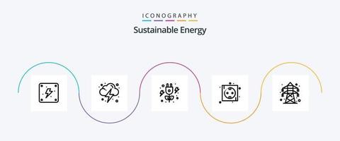 pacote de ícones da linha 5 de energia sustentável, incluindo transmissão. elétrico. verde. poder. energia vetor