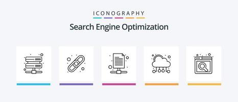 pacote de ícones seo line 5 incluindo . monitoramento cibernético da web. proteção. olho de monitoramento. por. design de ícones criativos vetor