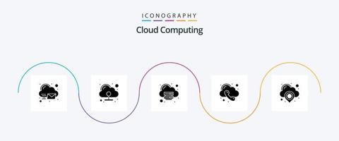 pacote de ícones de glifo 5 de computação em nuvem, incluindo localização. Telefone. nuvem. telefone. chamar vetor