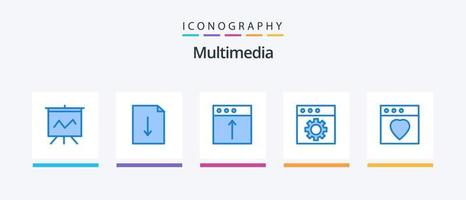 pacote de ícones multimídia azul 5, incluindo . Mac. Mac. favorito. preferências. design de ícones criativos vetor