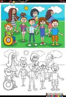 desenho infantil personagens grupo livro para colorir vetor