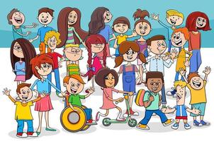 grupo de personagens de desenhos animados para crianças e adolescentes vetor