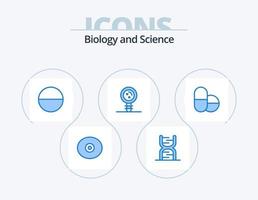design de ícones do pacote de 5 ícones azuis de biologia. . pílulas. comprimido. genético. cromossoma vetor