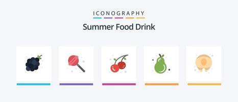 pacote de ícone plano de 5 ícones de bebida de comida de verão, incluindo comida. verão. comida. pera. pêra jacaré. design de ícones criativos vetor