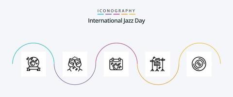 pacote de ícones da linha 5 do dia internacional do jazz, incluindo equipamento. bebida . saxofone. música vetor