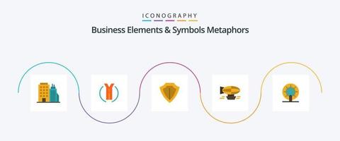 elementos de negócios e metáforas de símbolos planas 5 ícone pack incluindo viagens. preenchido. escudo. balão. ar vetor