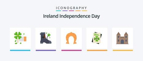 Dia da Independência da Irlanda Flat 5 Icon Pack, incluindo cruz. catedral. ferradura. grande. mundo. design de ícones criativos vetor