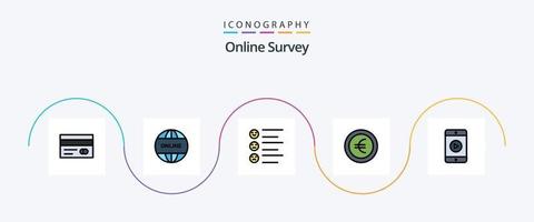 linha de pesquisa on-line cheia de pacote de ícones de 5 planos, incluindo vídeo. móvel. formatar. sinal. moeda vetor