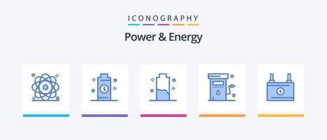 pacote de ícones azul 5 de energia e energia, incluindo energia. gás. poder. energia. energia. design de ícones criativos vetor