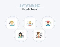 ícone plano de avatar feminino pack 5 design de ícone. fêmea. perfil. asseio. fêmea. avatar vetor