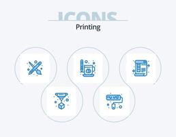 impressão azul icon pack 5 design de ícone. papel. documento. ferramenta. imprimir. bebida vetor