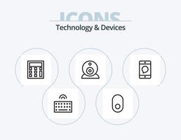 design de ícone do pacote de 5 ícones de linha de dispositivos. . elétrico. matemática vetor