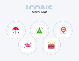 Mardi Gras Flat Icon Pack 5 Design de ícones. alfinete. localização. colorida. estrela. celebração vetor