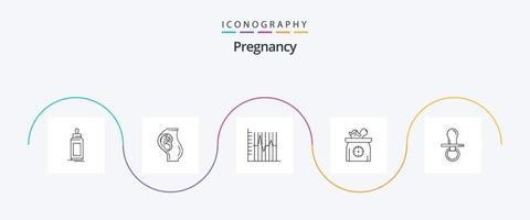 pacote de ícones de linha 5 de gravidez, incluindo bebê. recuperação. bebê. paciente. relatório vetor