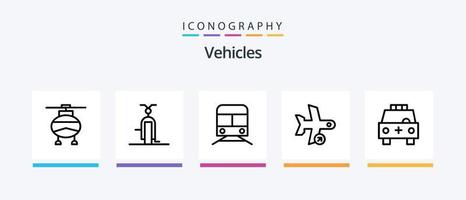 Pacote de ícones da linha 5 de veículos, incluindo terra. ufo. cancelar. espaço. transporte. design de ícones criativos vetor