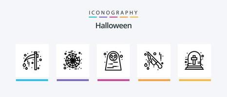 pacote de ícones da linha 5 do dia das bruxas, incluindo o dia das bruxas assustador. ruivo. sinal. lápide. dia das Bruxas. design de ícones criativos vetor