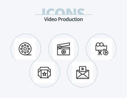 ícone da linha de produção de vídeo pack 5 design de ícone. móvel. tocar. filme. filme. estrela vetor