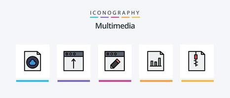 linha multimídia cheia de 5 ícones incluindo . gráfico. . design de ícones criativos vetor