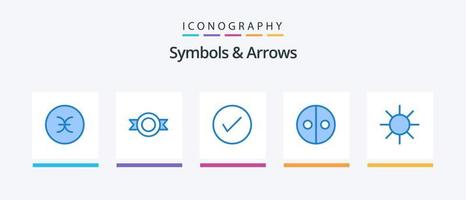 símbolos e setas azul 5 pacote de ícones incluindo logotipo. símbolos. Setas; flechas. simbolismo. igualdade. design de ícones criativos vetor